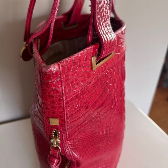 Brahmin Ono Melbourne Tote Red Croc Leather Shoulder Bag Tote - Picture 5 of 14